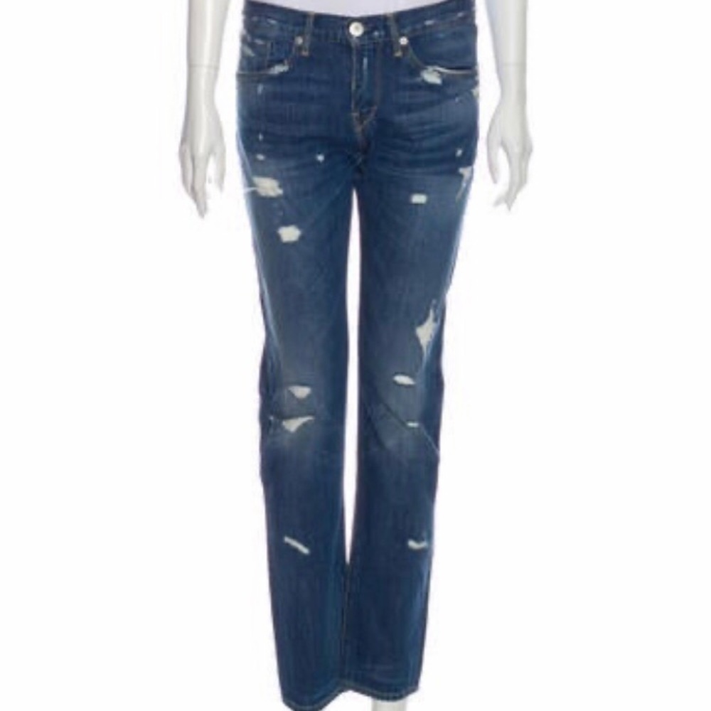 3x1 midrise straight leg jeans size M (US 28) distressed medium wash